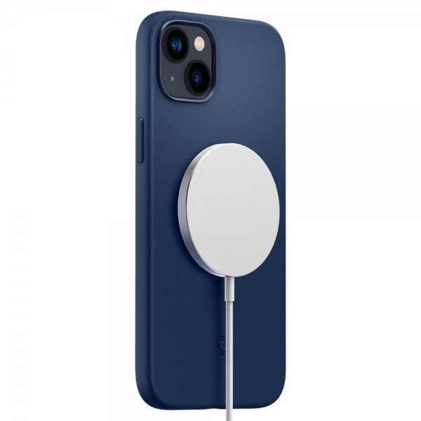 Spigen iPhone 14 Deksel Silicone Fit MagFit Navy Blue