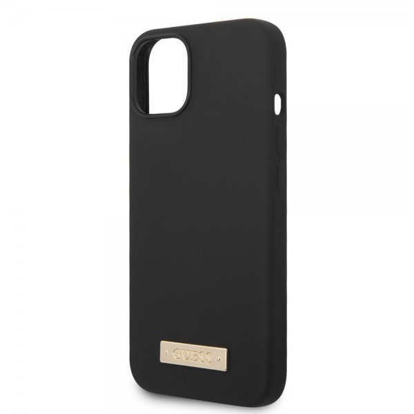 Guess iPhone 13 Deksel Silicone Metal Plate MagSafe Svart