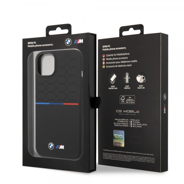 BMW iPhone 14 Deksel Tricolor Line & Logo Svart