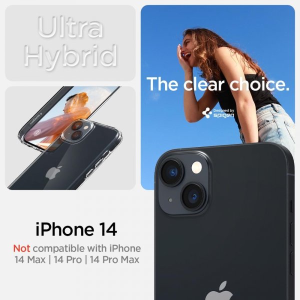 Spigen iPhone 14 Deksel Ultra Hybrid Crystal Clear