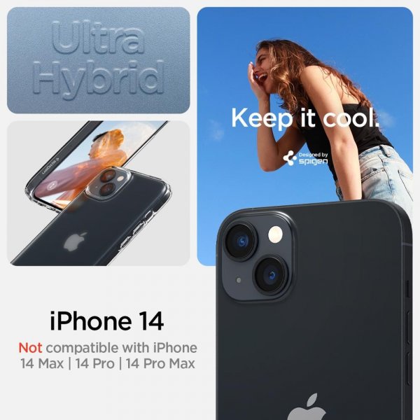 Spigen iPhone 14 Deksel Ultra Hybrid Frost Clear