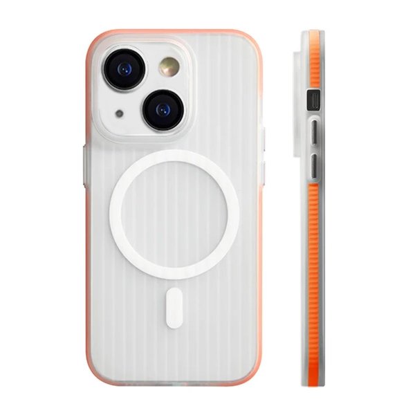 iPhone 13/iPhone 14 Deksel Korrugerte MagSafe Oransje