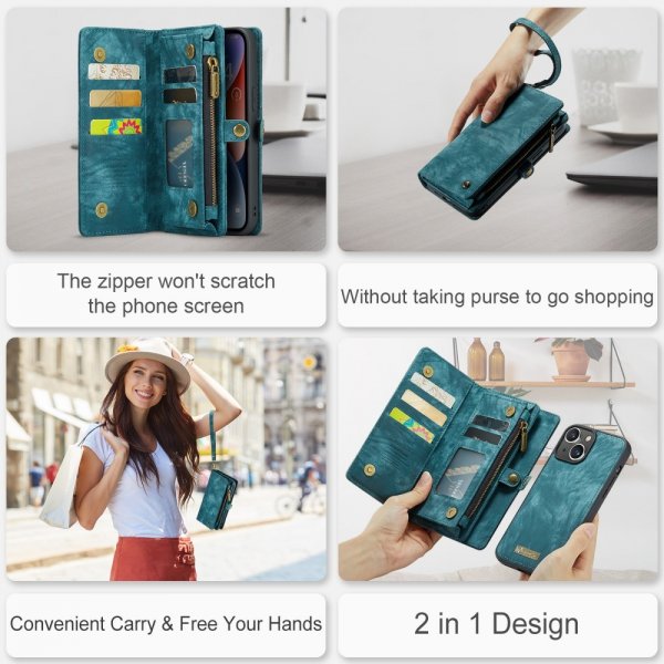CaseMe iPhone 15 Etui 008 Series Avtakbart Deksel Petrol
