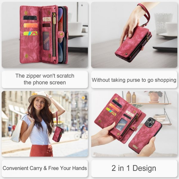 CaseMe iPhone 15 Etui 008 Series Avtakbart Deksel Rød