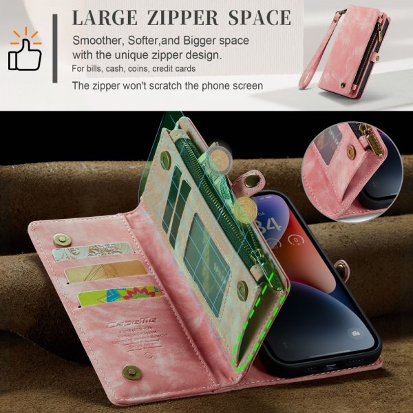 CaseMe iPhone 15 Etui 008 Series Avtakbart Deksel Rosa