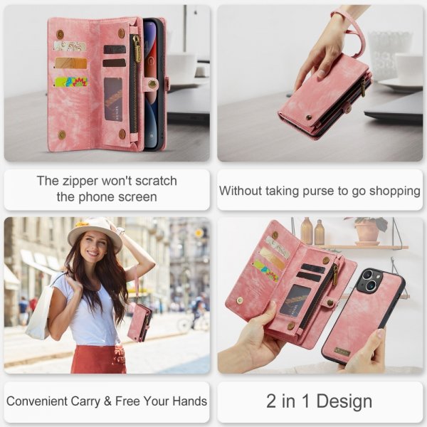 CaseMe iPhone 15 Etui 008 Series Avtakbart Deksel Rosa