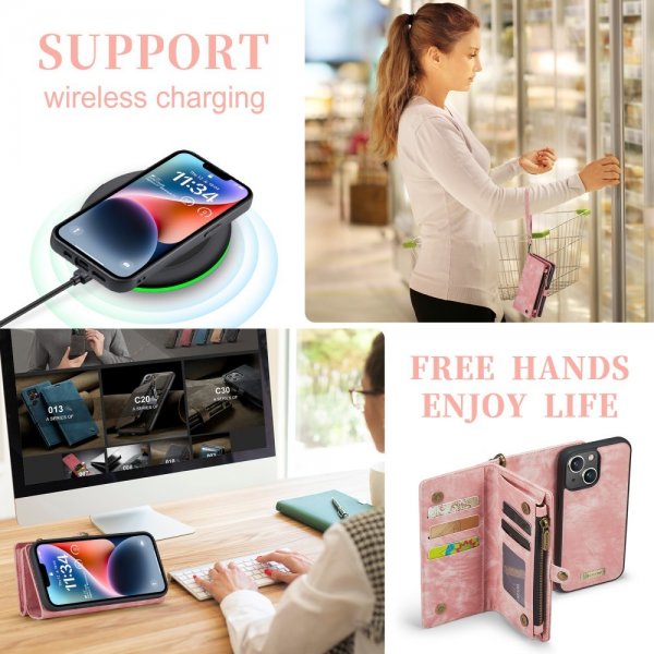 CaseMe iPhone 15 Etui 008 Series Avtakbart Deksel Rosa