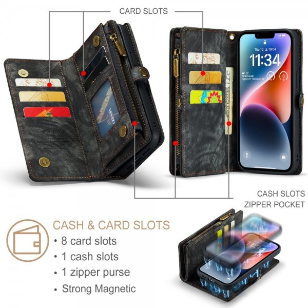 CaseMe iPhone 15 Etui 008 Series Avtakbart Deksel Svart