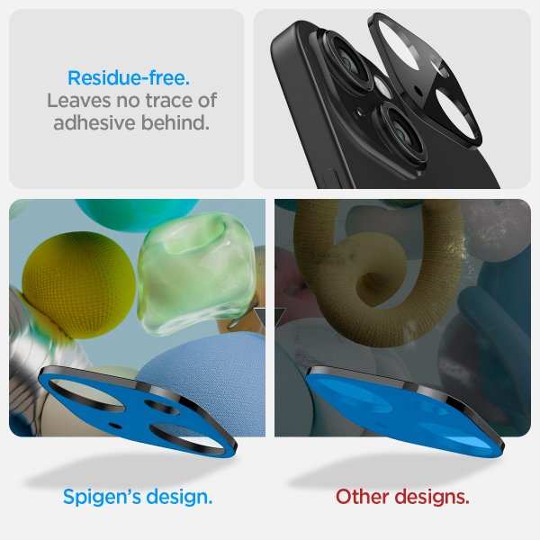 Spigen iPhone 14/15/14 Plus/15 Plus Kamerabeskytter Glas.tR Optik Svart 2-pakning