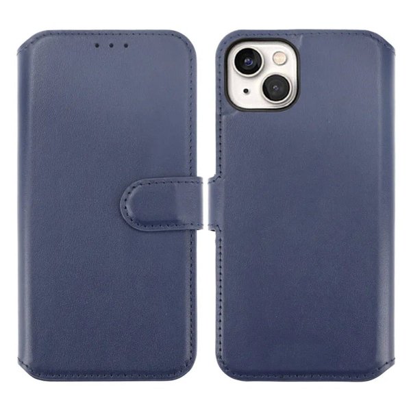 Rvelon iPhone 15 Etui Ekte Skinn Blå