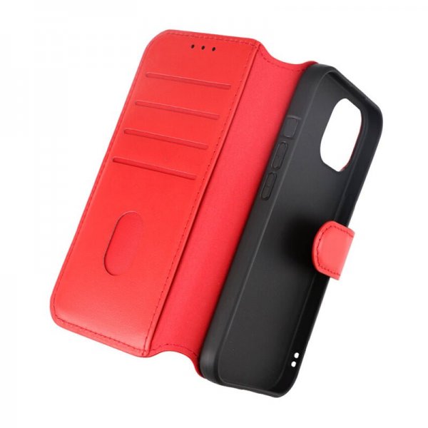 Rvelon iPhone 15 Etui Ekte Skinn Rød
