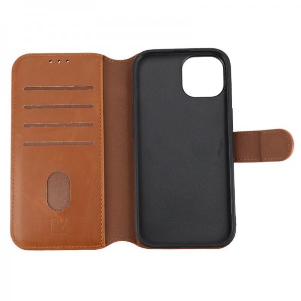 Rvelon iPhone 15 Etui Detachable Wallet Case Brun