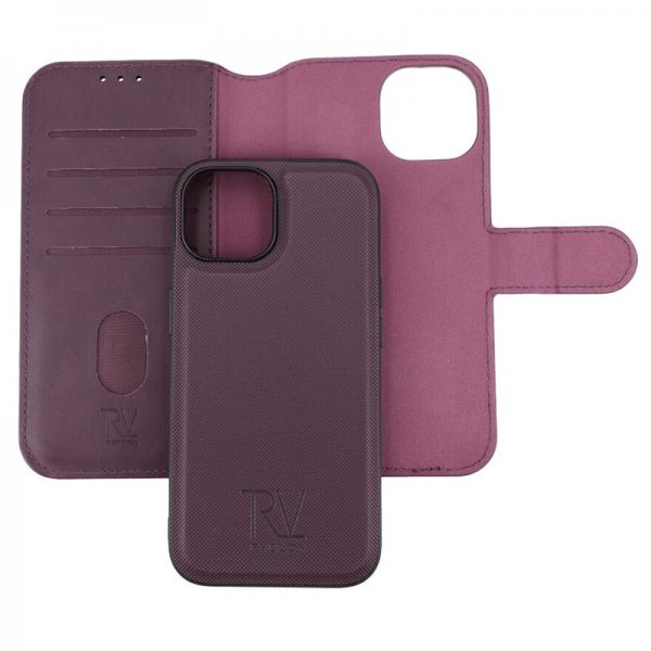 Rvelon iPhone 15 Etui Detachable Wallet Case Lilla