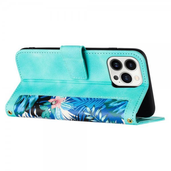 iPhone 15 Plus Etui Blomstermønster Grønn
