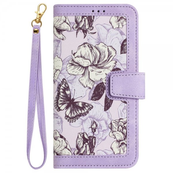 iPhone 15 Plus Etui Blomstermønster Lilla