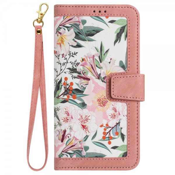 iPhone 15 Plus Etui Blomstermønster Rosa