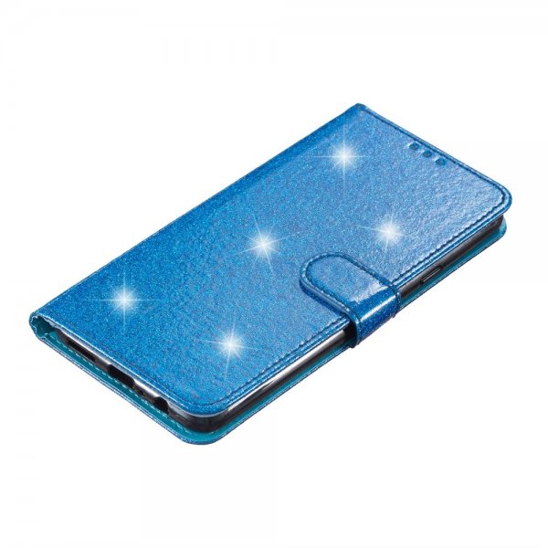 iPhone 15 Plus Etui Glitter Blå