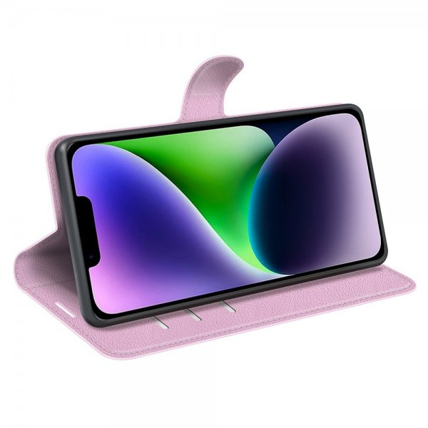 iPhone 15 Plus Etui Litchi Rosa