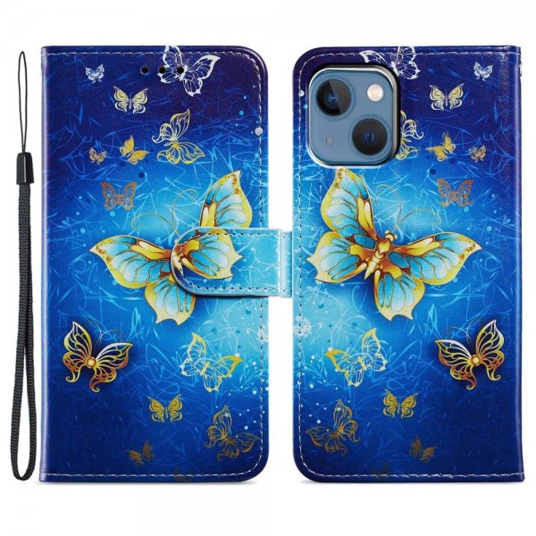 iPhone 15 Plus Etui Motiv Gylden Sommerfugl