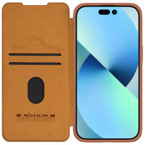 Nillkin iPhone 15 Plus Etui Qin Pro Series Brun
