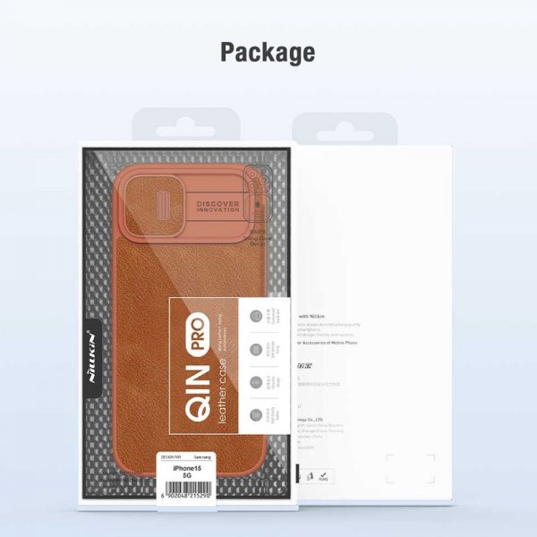 Nillkin iPhone 15 Plus Etui Qin Pro Series Brun