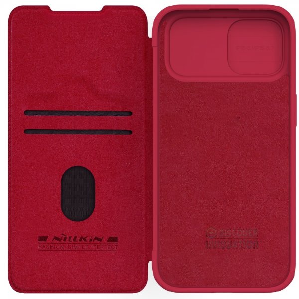 Nillkin iPhone 15 Plus Etui Qin Pro Series Rød