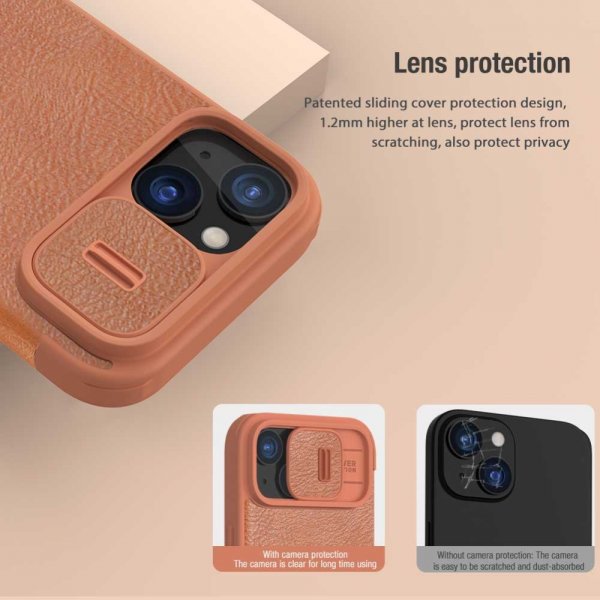 Nillkin iPhone 15 Plus Etui Qin Pro Series Rød