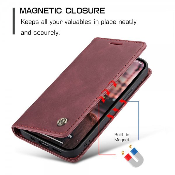 CaseMe iPhone 15 Plus Etui Retro Flip Rød