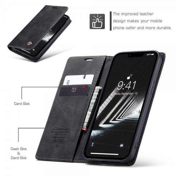 CaseMe iPhone 15 Plus Etui Retro Flip Svart