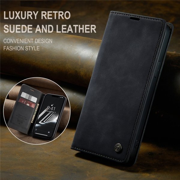 CaseMe iPhone 15 Plus Etui Retro Flip Svart