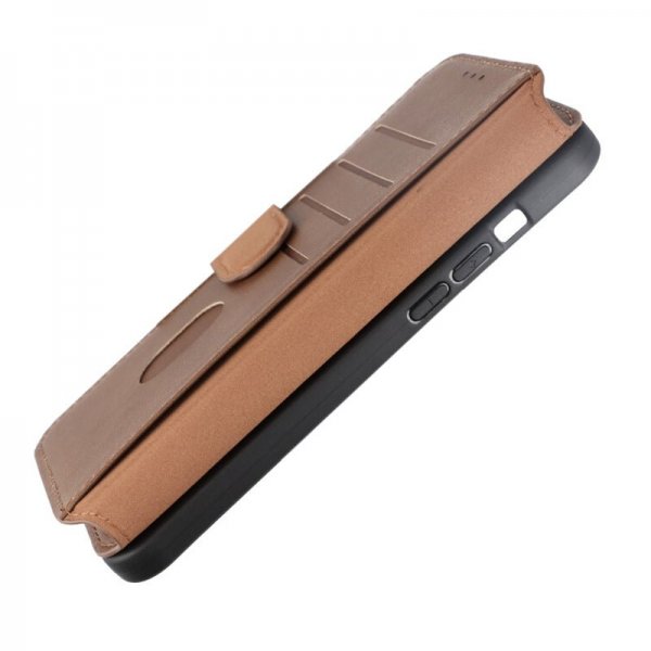 Rvelon iPhone 15 Plus Etui Ekte Skinn Brun