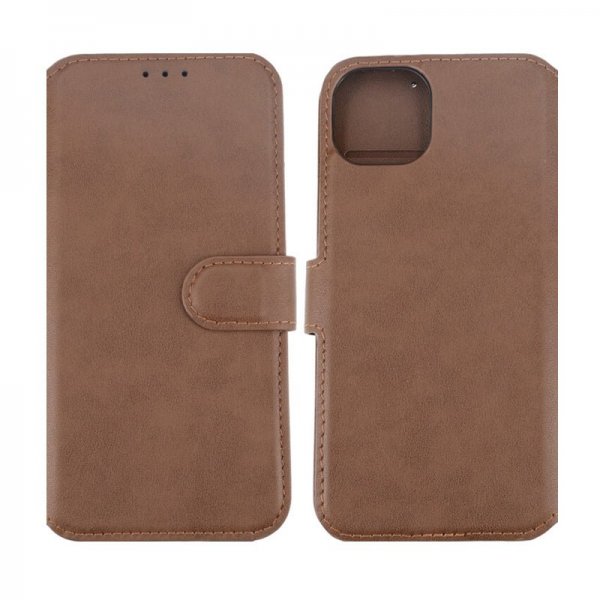 Rvelon iPhone 15 Plus Etui Ekte Skinn Brun