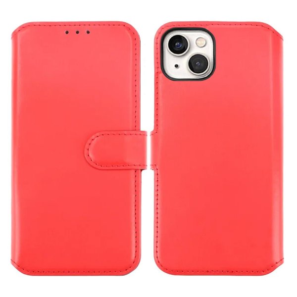 Rvelon iPhone 15 Plus Etui Ekte Skinn Rød