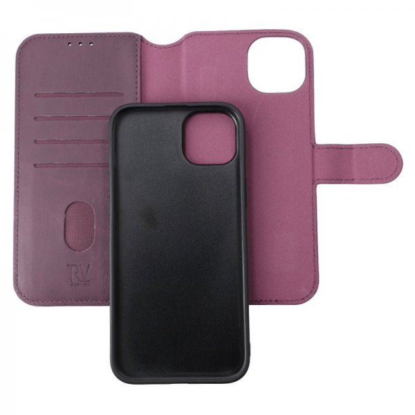 Rvelon iPhone 15 Plus Etui Detachable Wallet Case Lilla