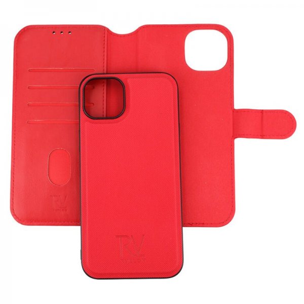 Rvelon iPhone 15 Plus Etui Detachable Wallet Case Rød