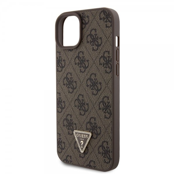 Guess iPhone 15 Plus Deksel 4G Metal Triangle Strass Brun