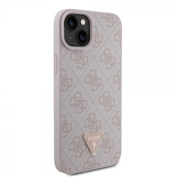 Guess iPhone 15 Plus Deksel 4G Metal Triangle Strass Rosa
