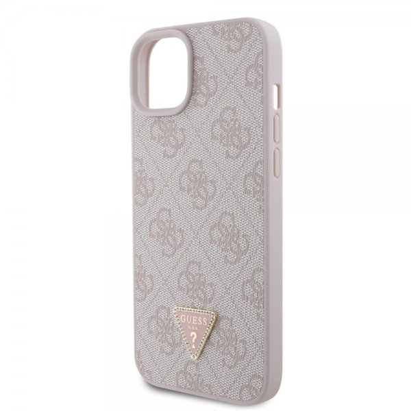 Guess iPhone 15 Plus Deksel 4G Metal Triangle Strass Rosa