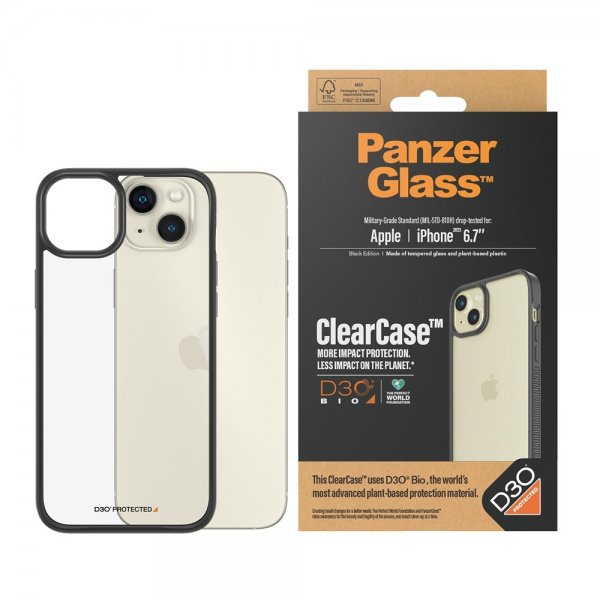 PanzerGlass iPhone 15 Plus Deksel ClearCase D3O Svart