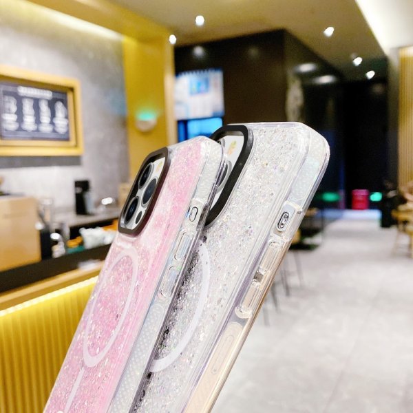 iPhone 15 Plus Deksel Glitter MagSafe Blå