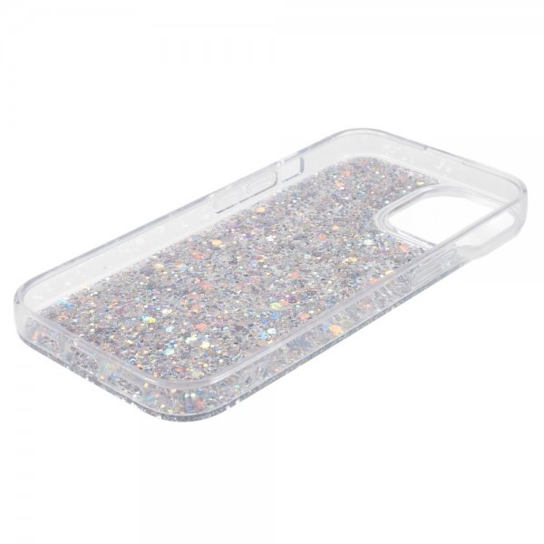iPhone 15 Plus Deksel Glitterpaljetter Sølv