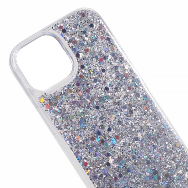 iPhone 15 Plus Deksel Glitterpaljetter Sølv