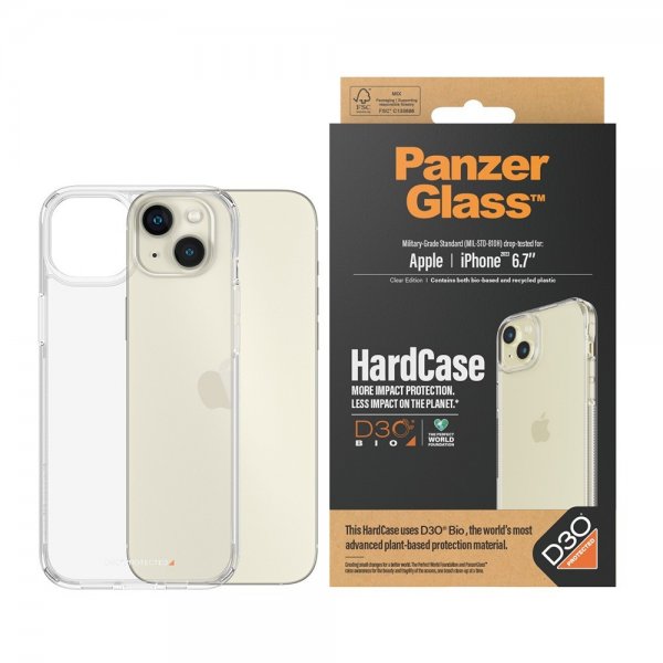 PanzerGlass iPhone 15 Plus Deksel HardCase D3O Transparent