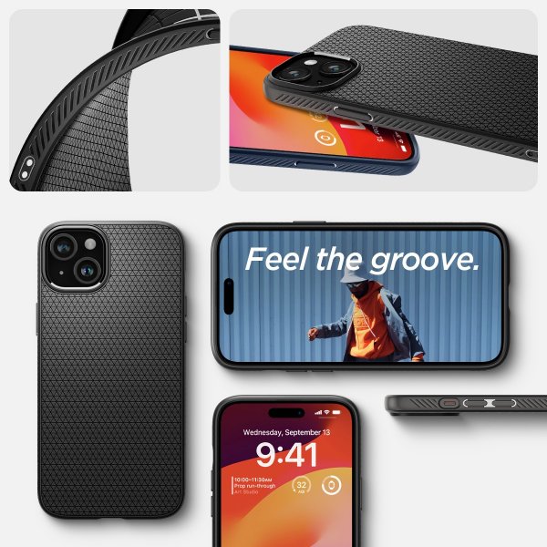 Spigen iPhone 15 Plus Deksel Liquid Air Matte Black