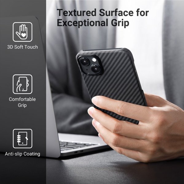 Pitaka iPhone 15 Plus Deksel MagEZ Case 4 Black/Grey Twill