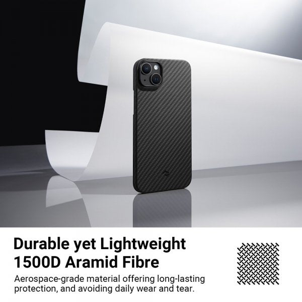 Pitaka iPhone 15 Plus Deksel MagEZ Case 4 Black/Grey Twill