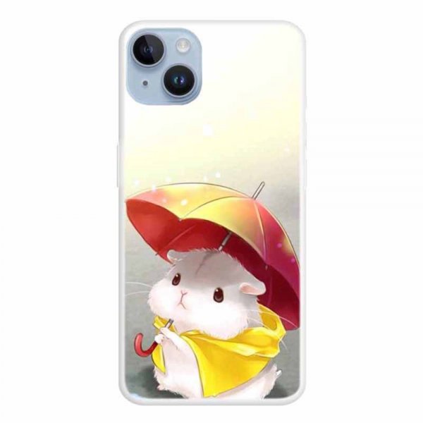 iPhone 15 Plus Deksel Motiv Hamster och Paraply