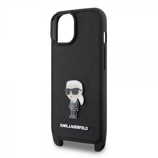 Karl Lagerfeld iPhone 15 Plus Deksel Saffiano Crossbody Svart