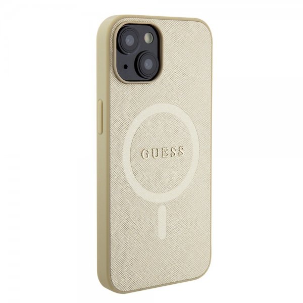 Guess iPhone 15 Plus Deksel Saffiano MagSafe Beige