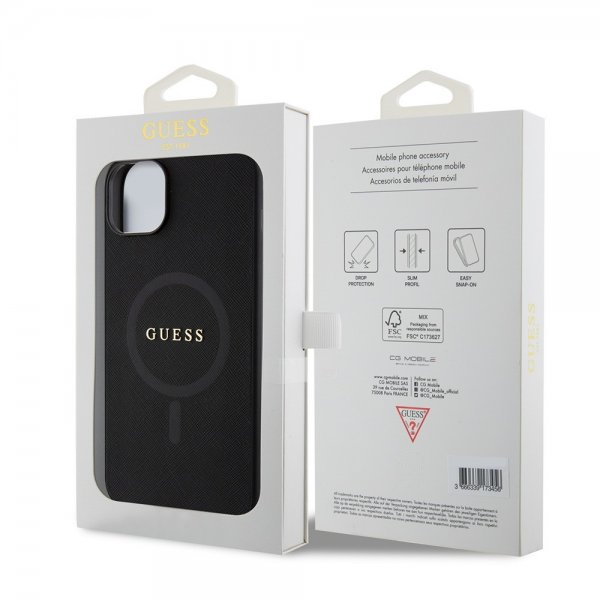 Guess iPhone 15 Plus Deksel Saffiano MagSafe Svart